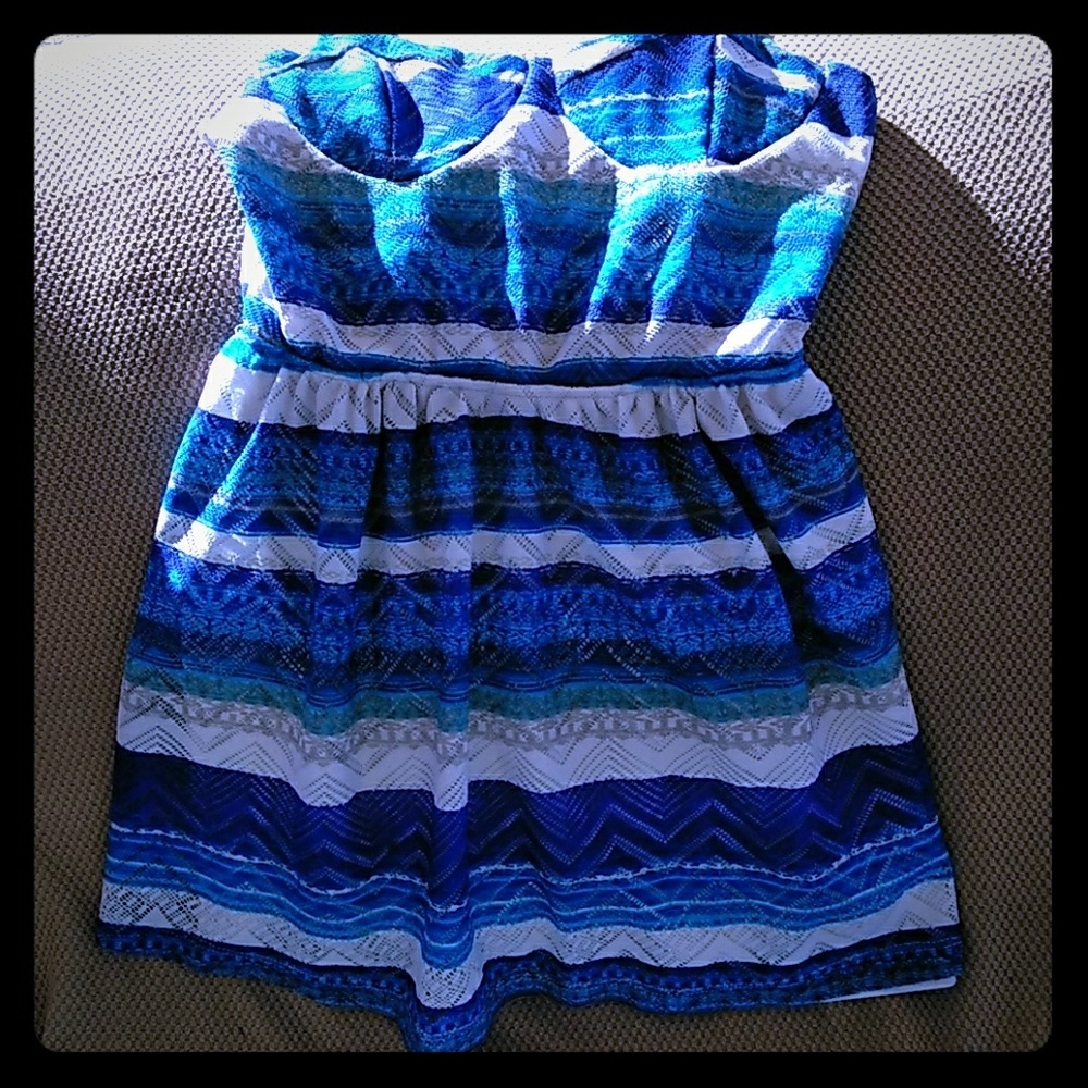 Blue and white dress